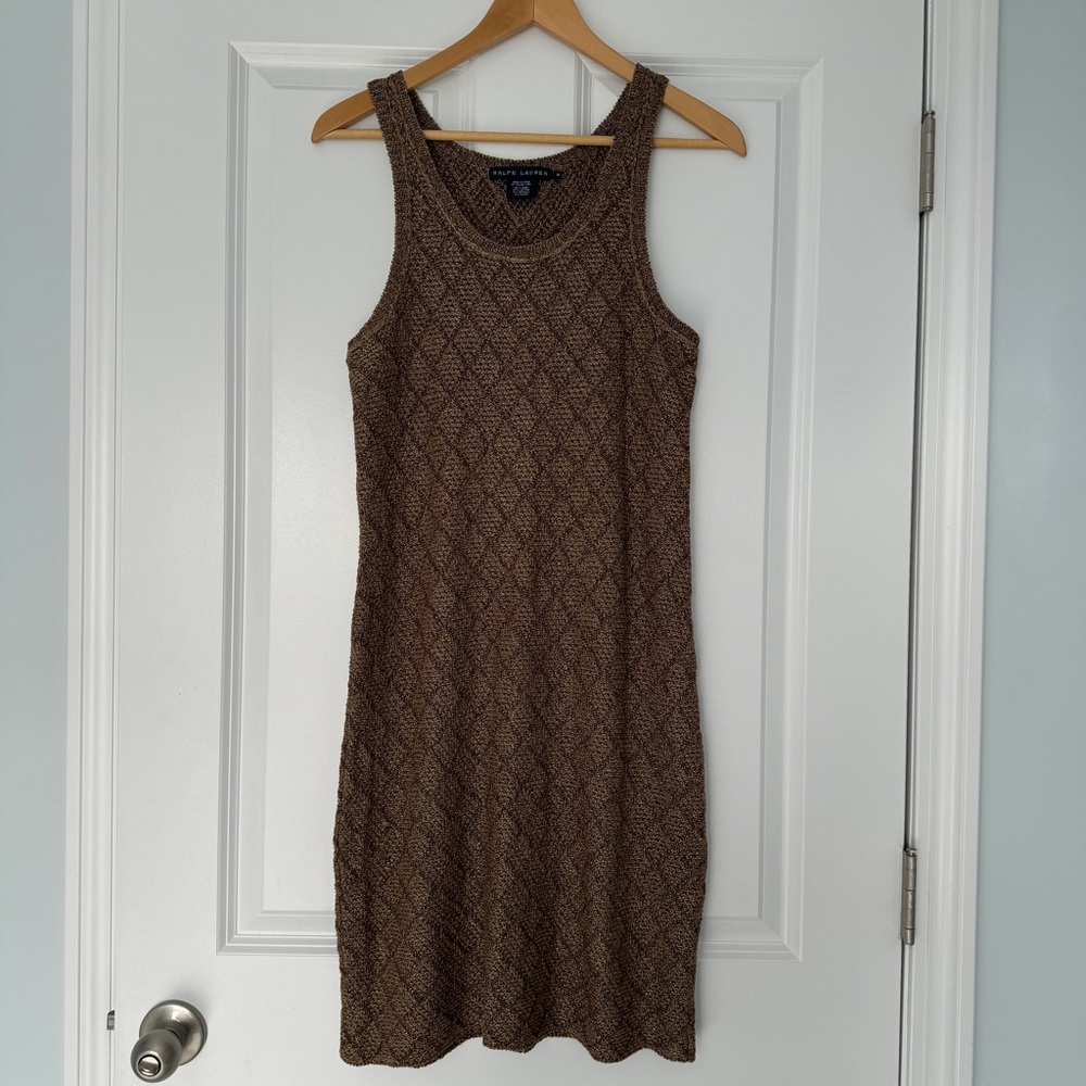 Vintage Ralph Lauren Italian Woven Knit Metallic Midi Dress